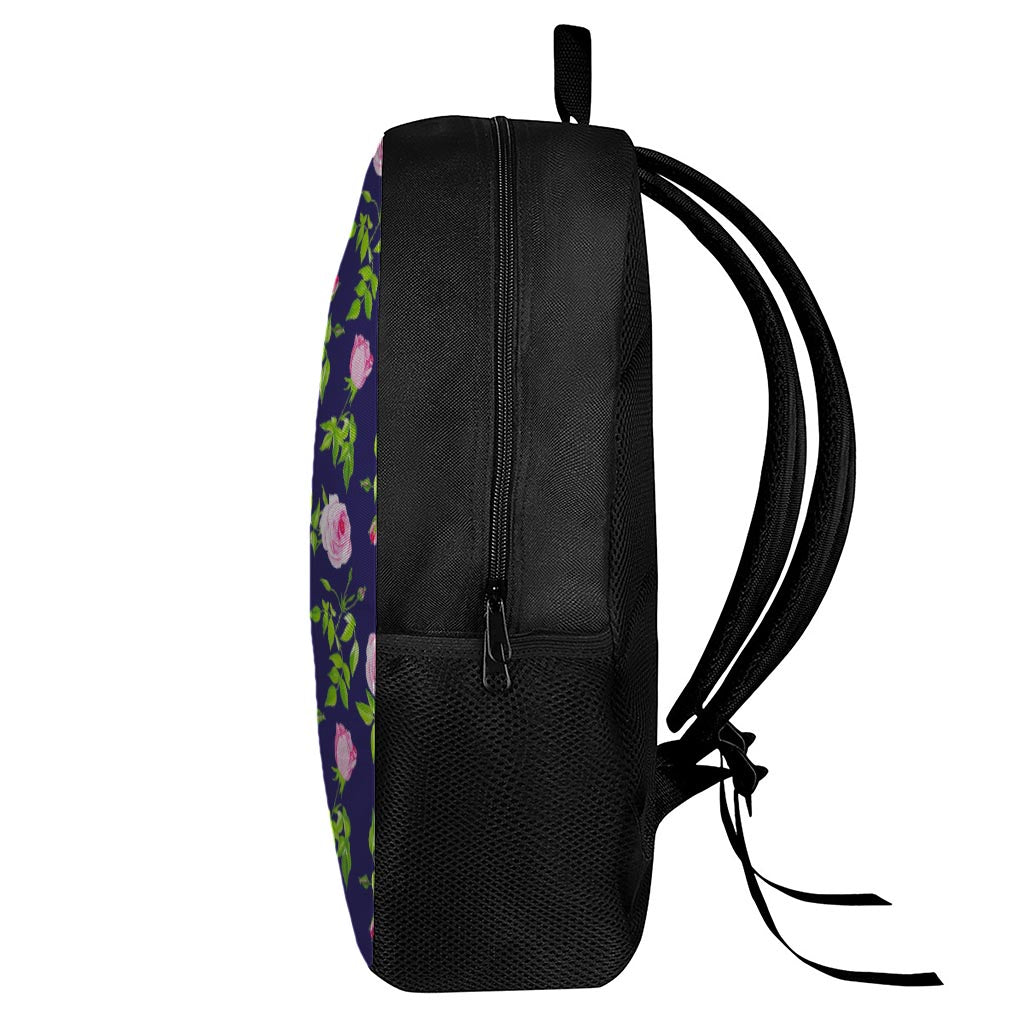 Pink Rose Floral Flower Pattern Print 17 Inch Backpack