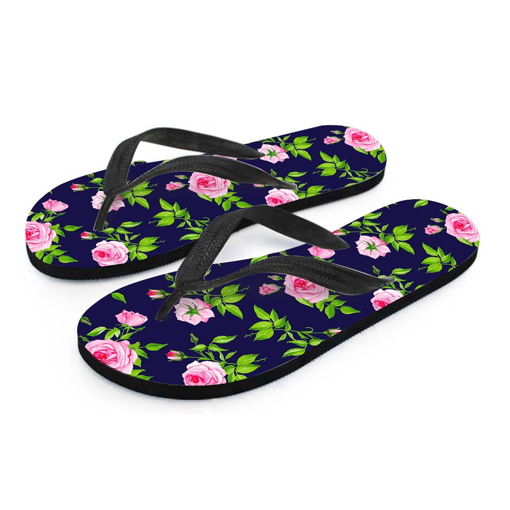 Pink Rose Floral Flower Pattern Print Flip Flops