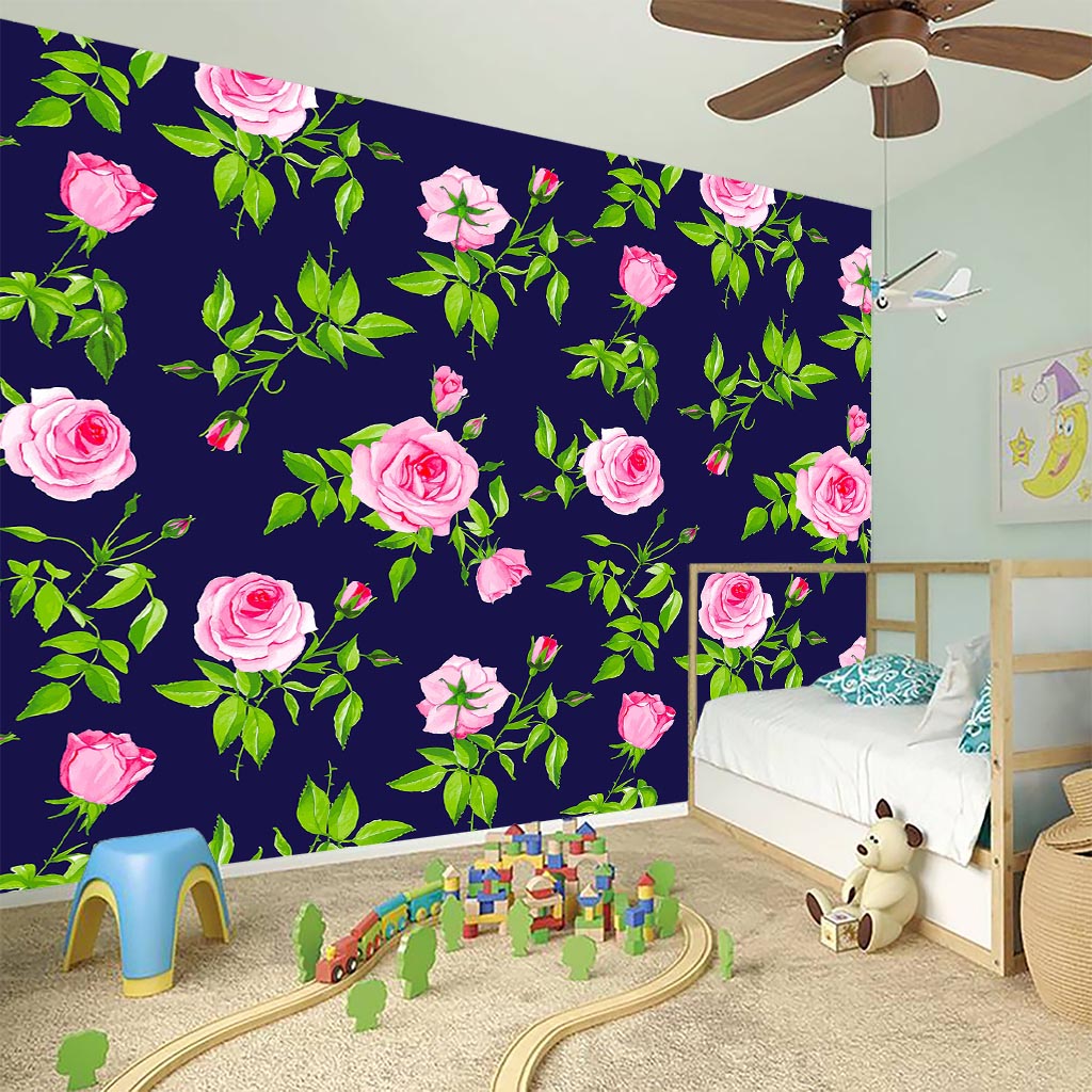Pink Rose Floral Flower Pattern Print Wall Sticker