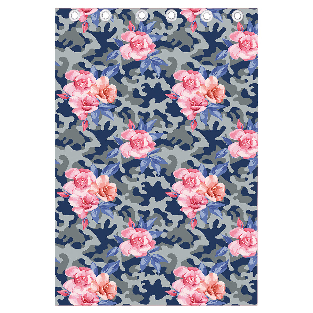 Pink Rose Flower Camouflage Print Curtain