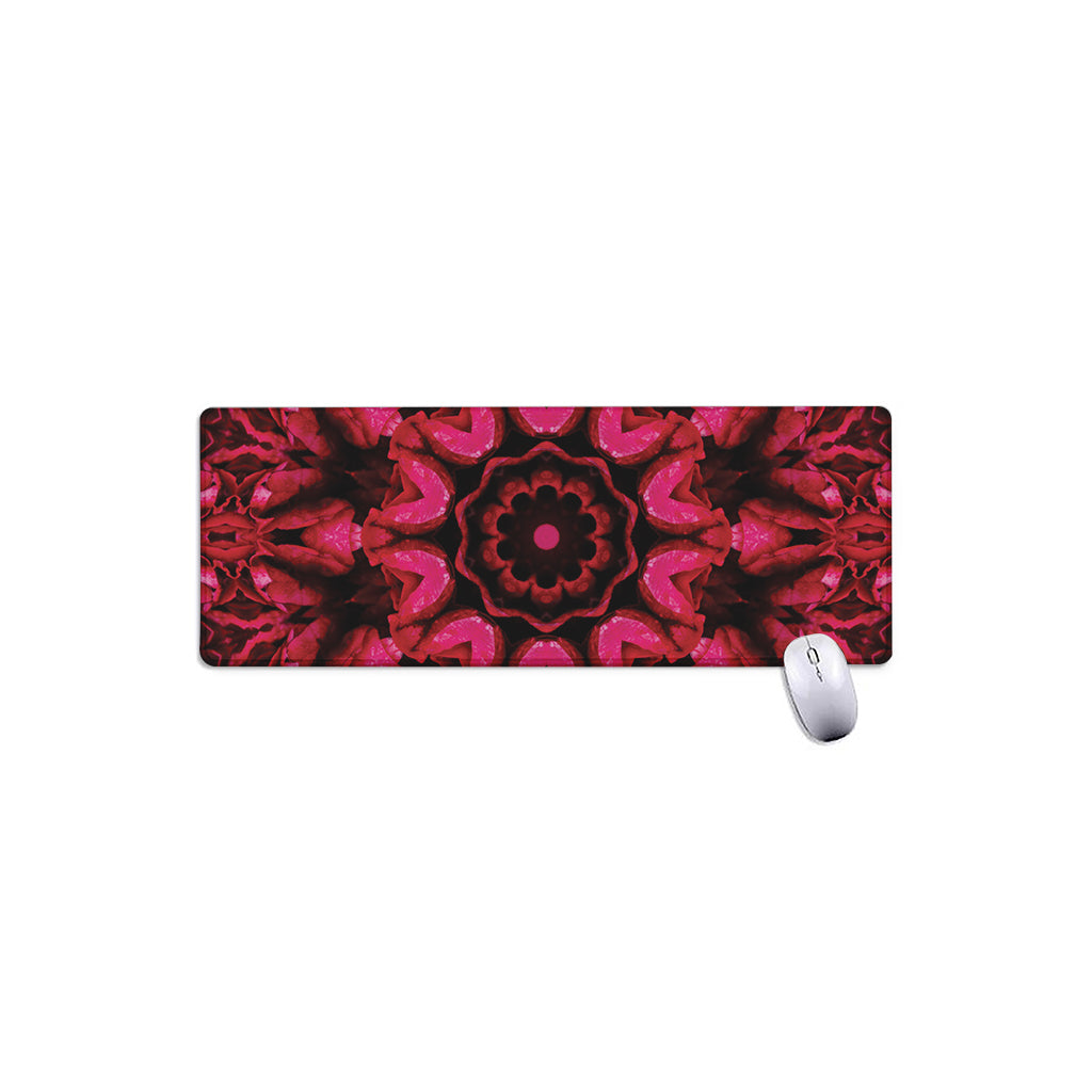 Pink Rose Kaleidoscope Print Extended Mouse Pad