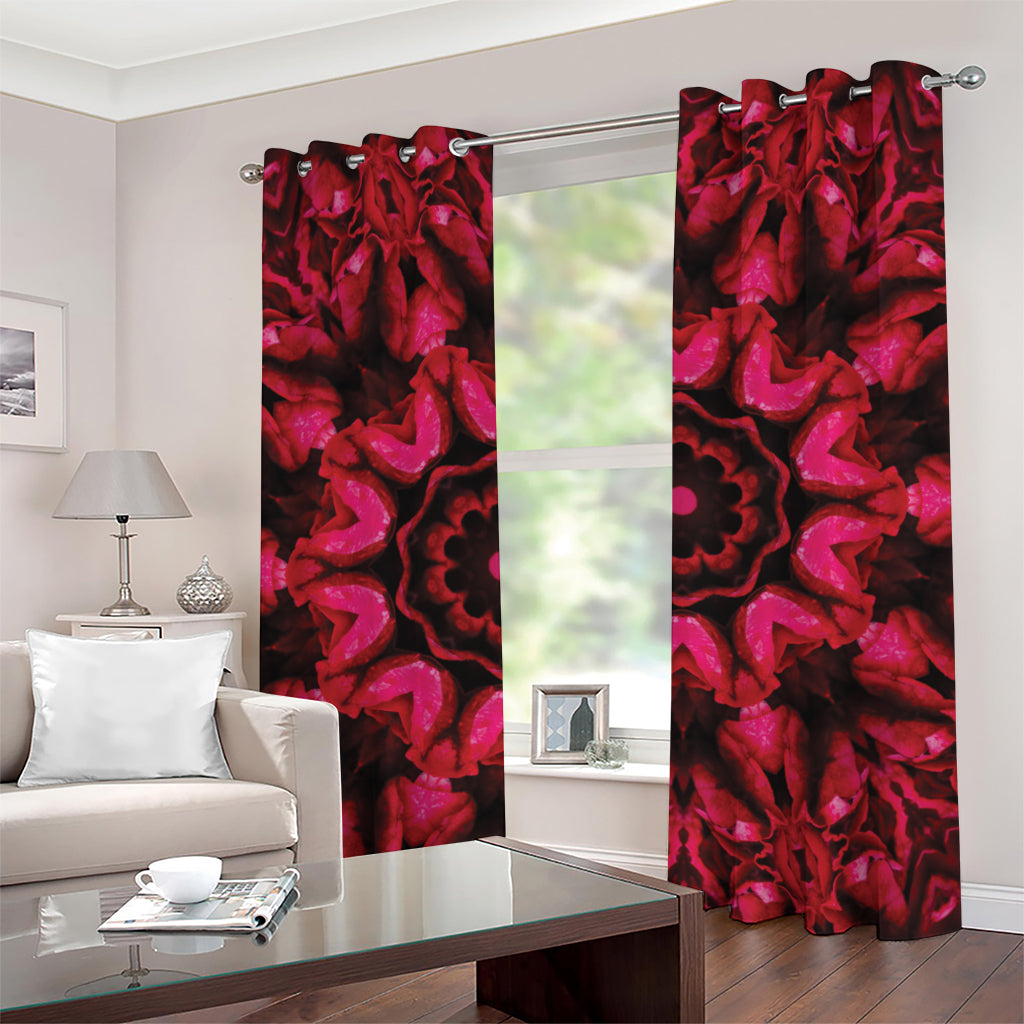 Pink Rose Kaleidoscope Print Grommet Curtains