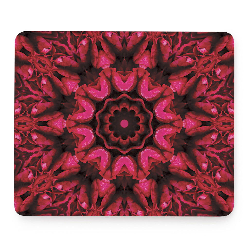 Pink Rose Kaleidoscope Print Mouse Pad