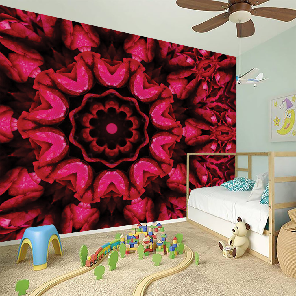 Pink Rose Kaleidoscope Print Wall Sticker