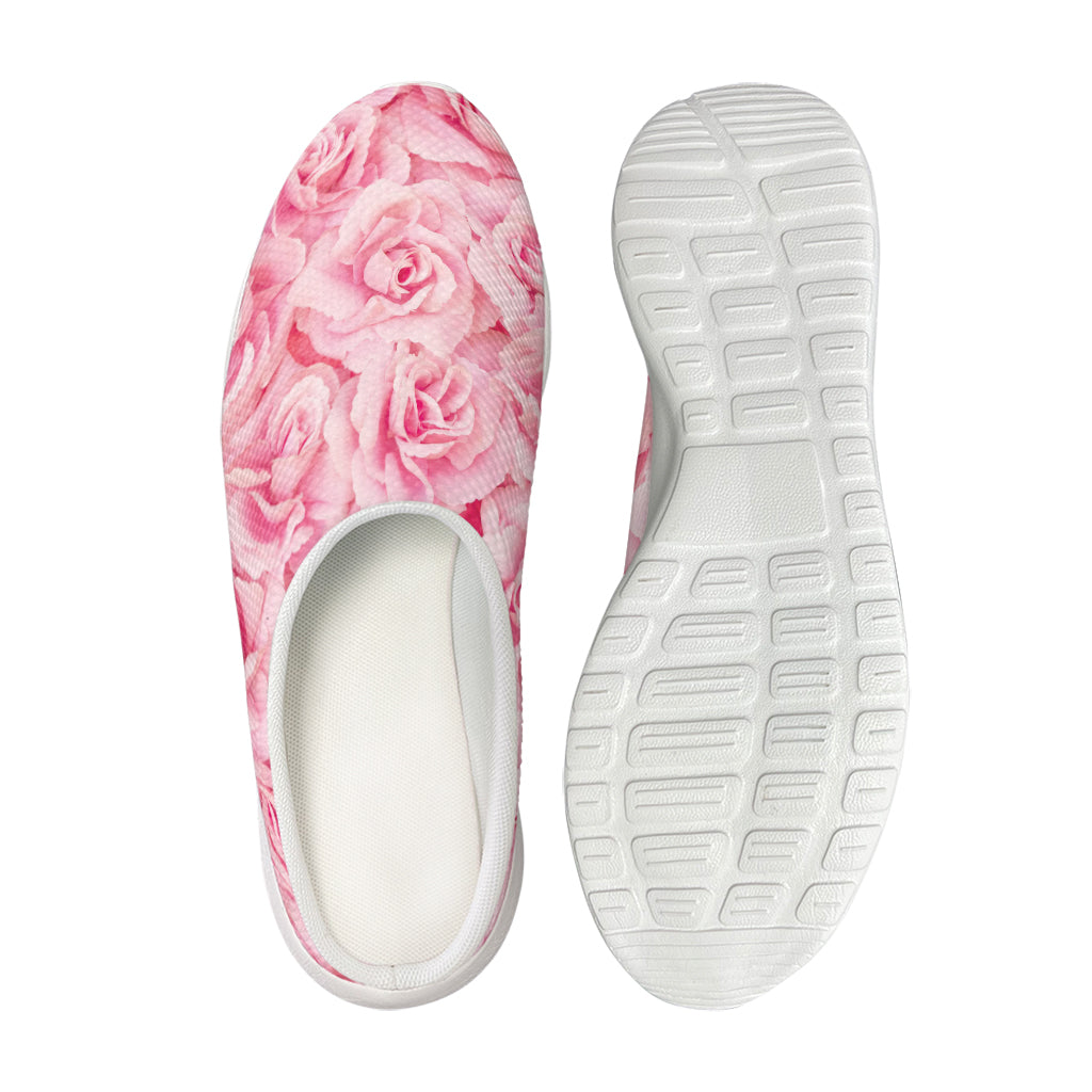 Pink Rose Print Mesh Casual Shoes