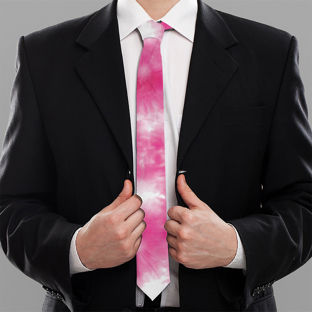 Pink Shibori Tie Dye Print Necktie