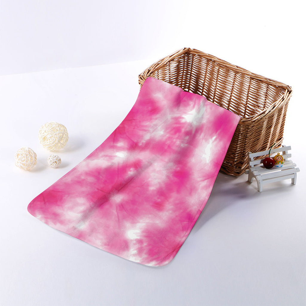 Pink Shibori Tie Dye Print Towel