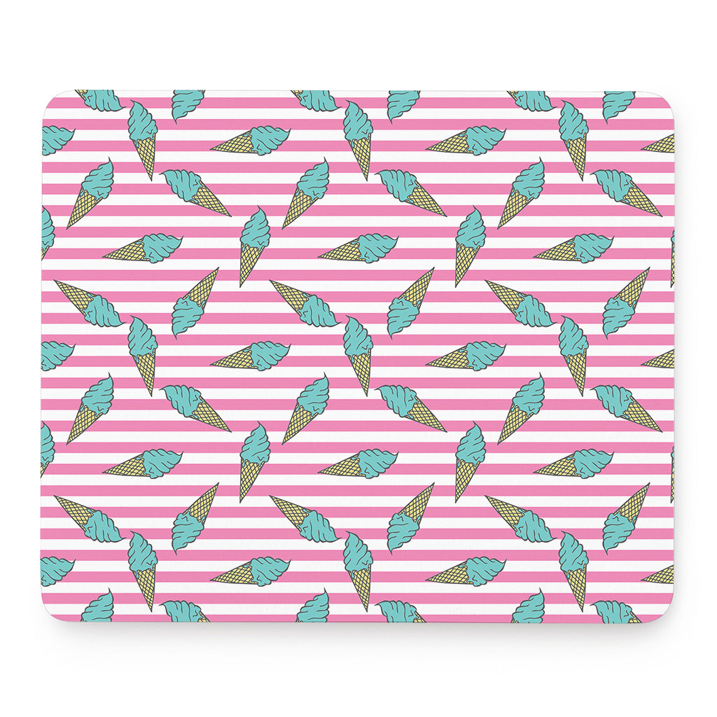 Pink Striped Ice Cream Pattern Print Mouse Pad
