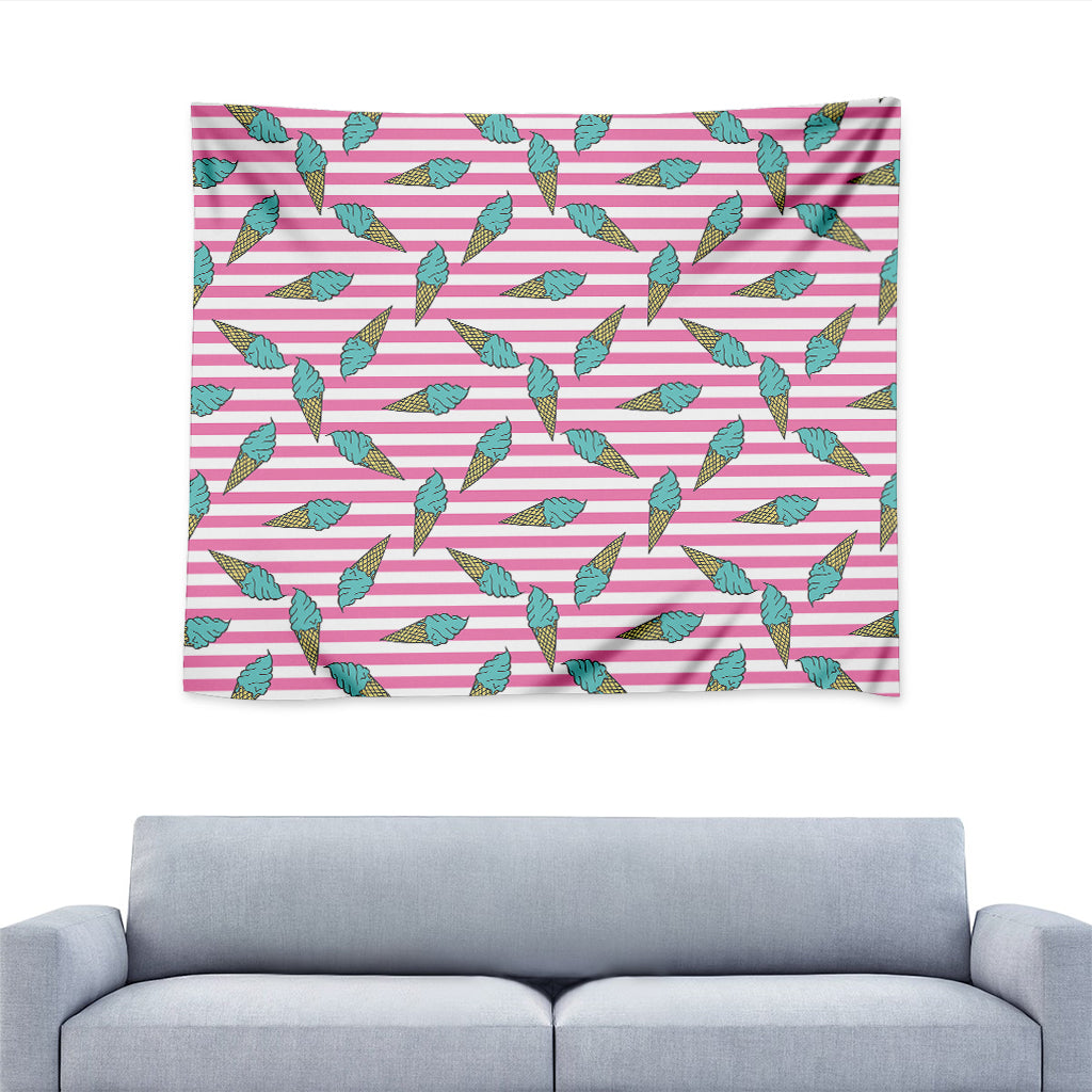 Pink Striped Ice Cream Pattern Print Tapestry