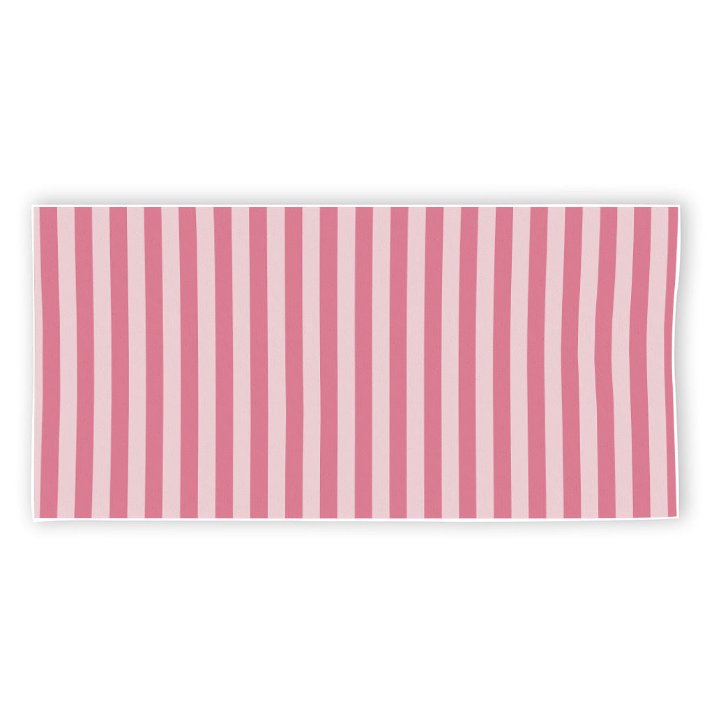 Pink Striped Pattern Print Beach Towel
