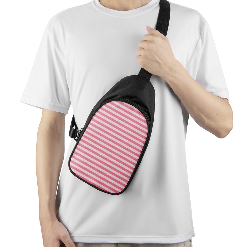Pink Striped Pattern Print Chest Bag