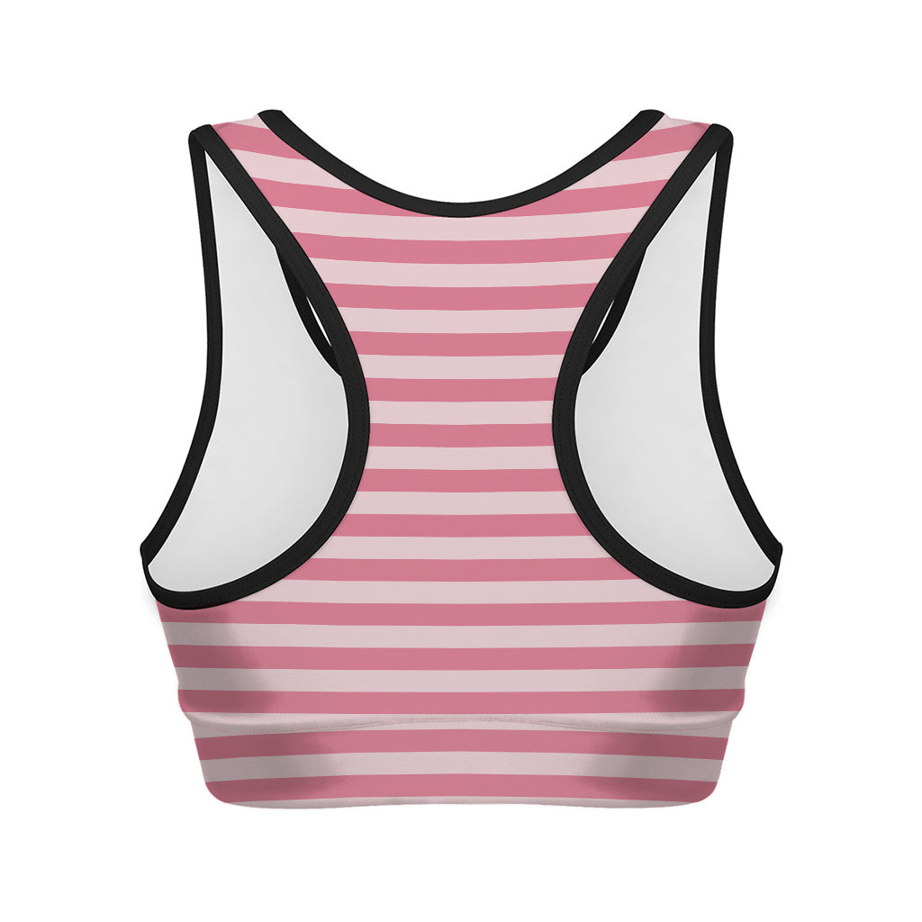 Pink Striped Pattern Print Women's Sports Bra
