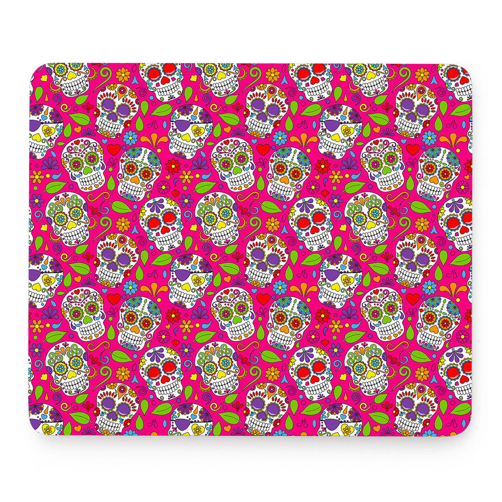Pink Sugar Skull Pattern Print Mouse Pad