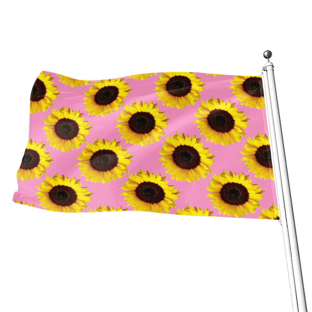 Pink Sunflower Pattern Print Flag