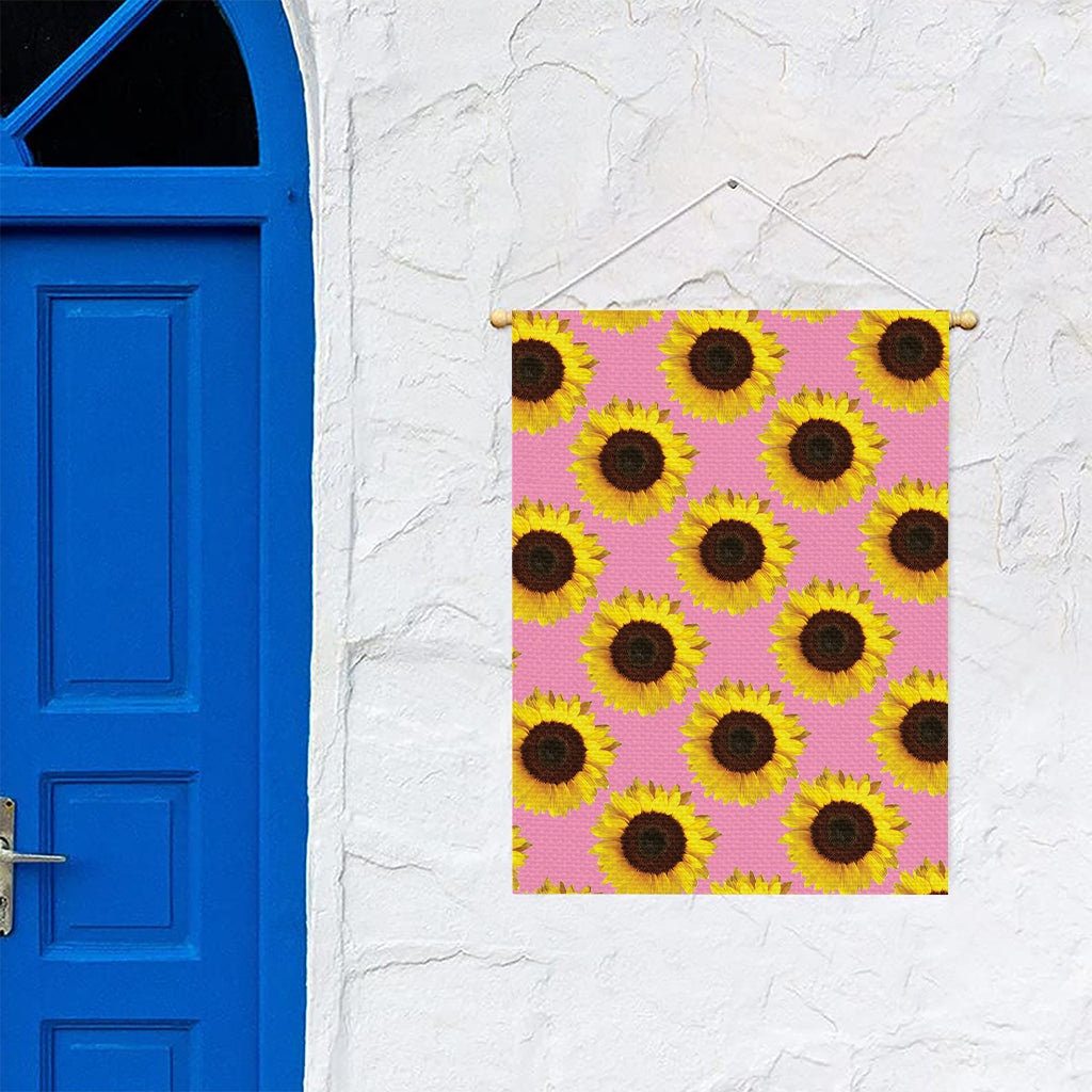 Pink Sunflower Pattern Print Garden Flag