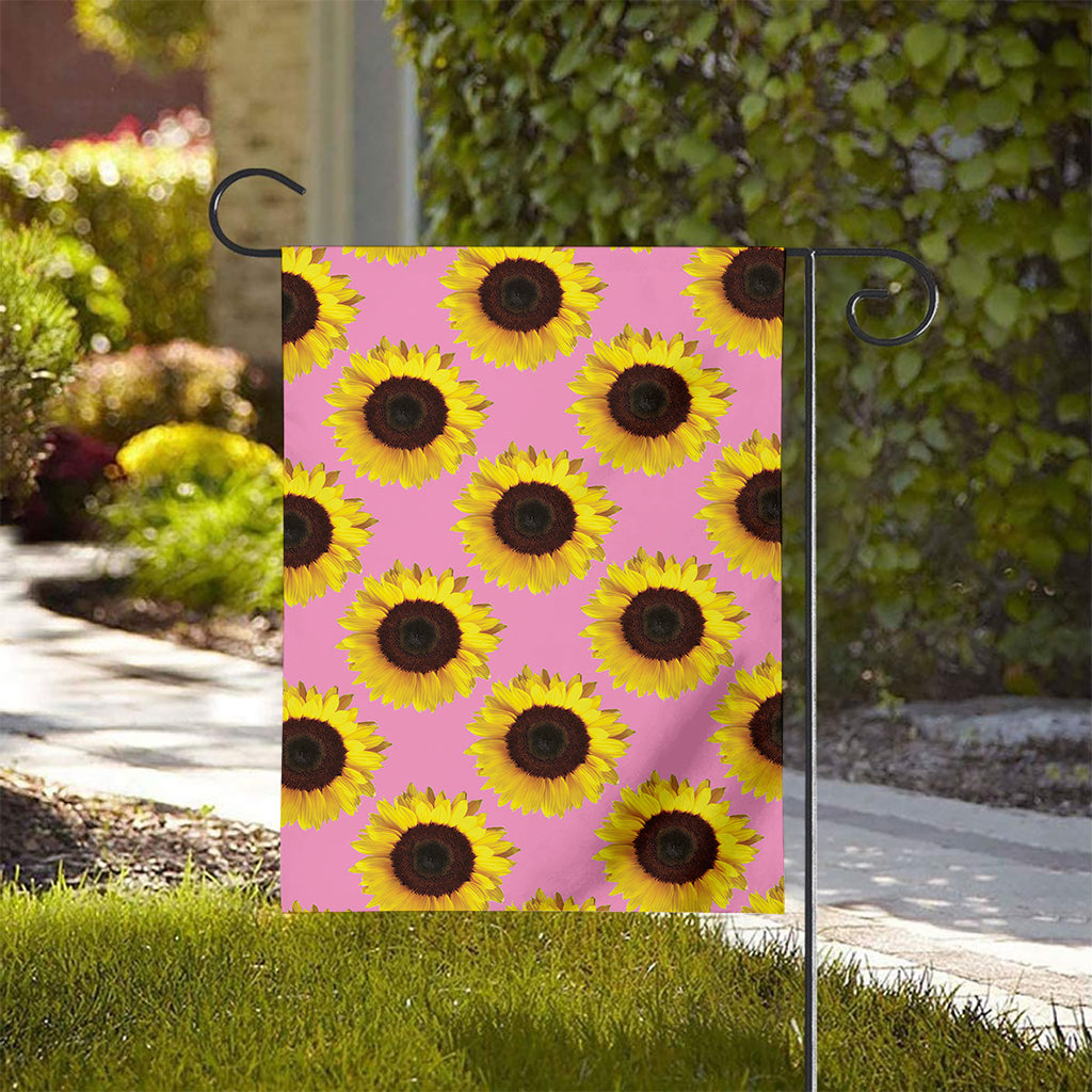 Pink Sunflower Pattern Print House Flag
