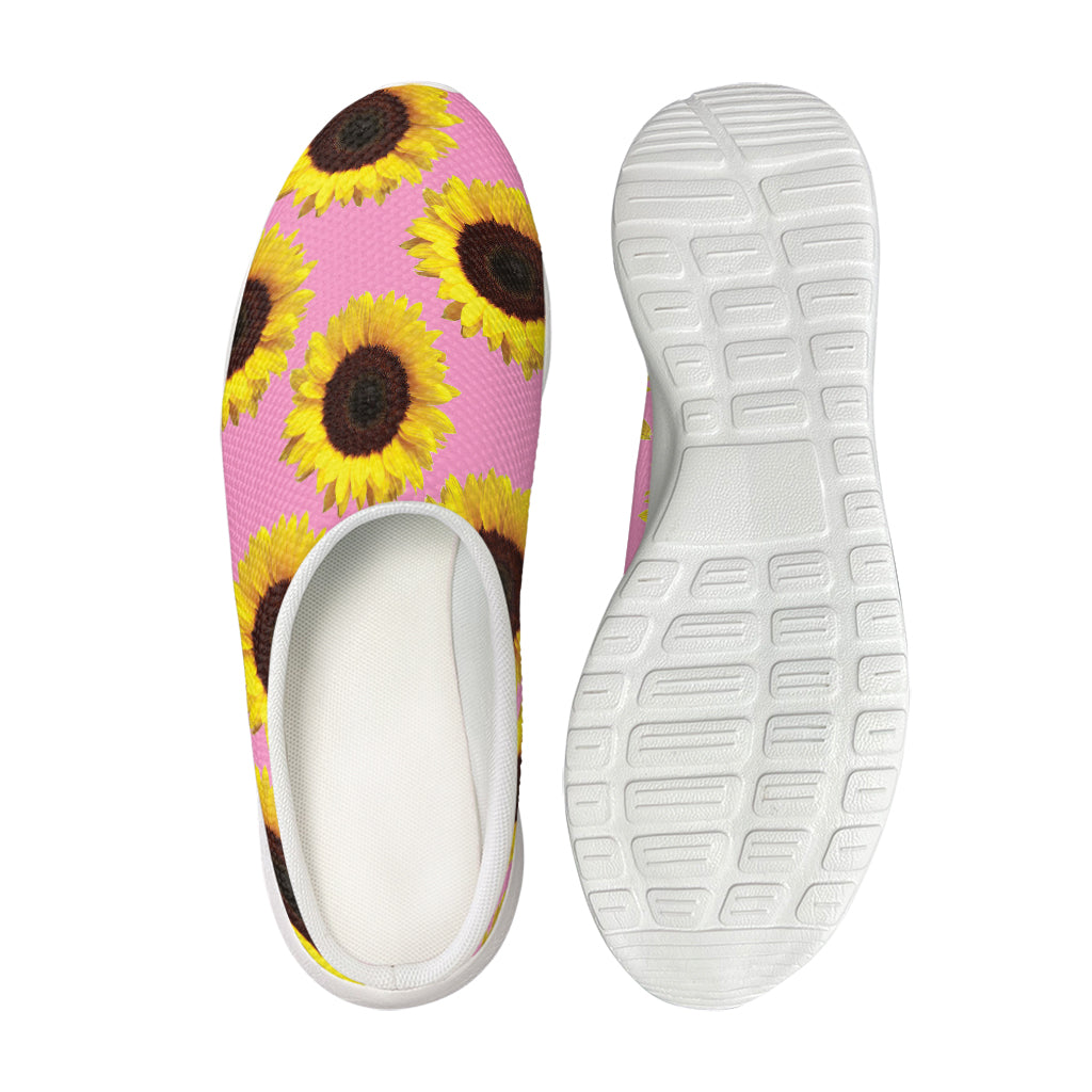 Pink Sunflower Pattern Print Mesh Casual Shoes