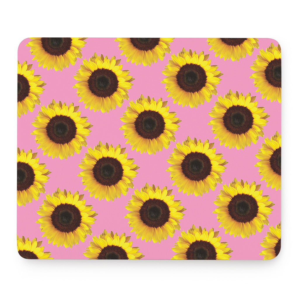 Pink Sunflower Pattern Print Mouse Pad
