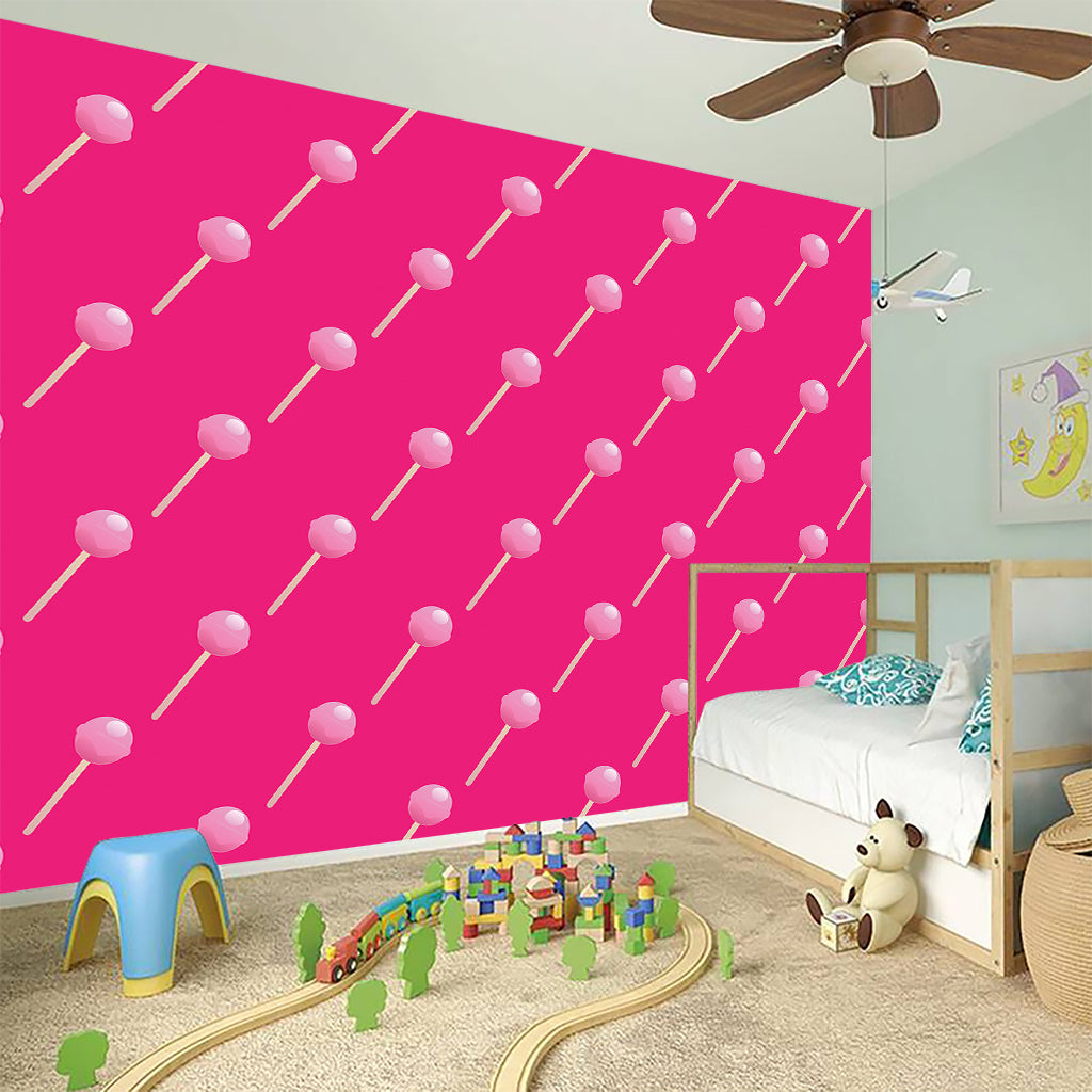 Pink Sweet Lollipop Pattern Print Wall Sticker