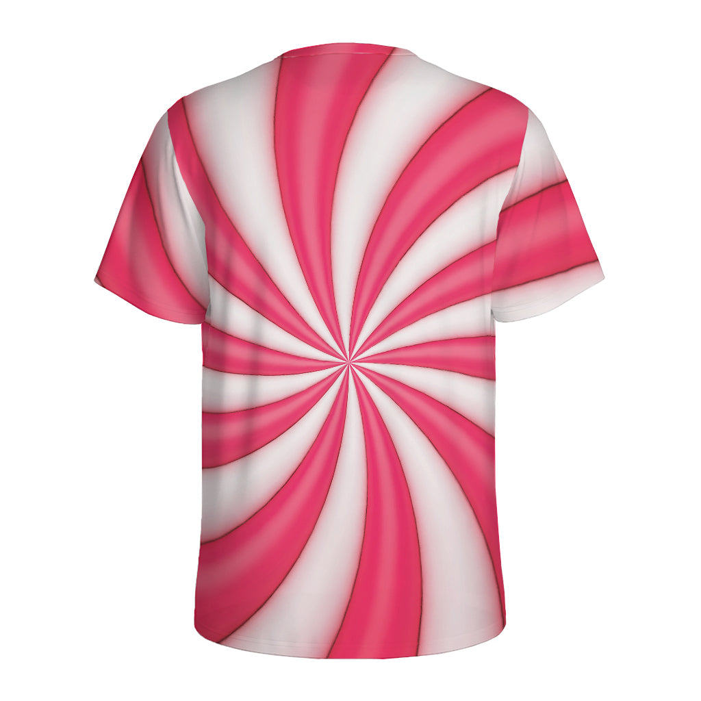 Pink Swirl Candy Print Men's Sports T-Shirt