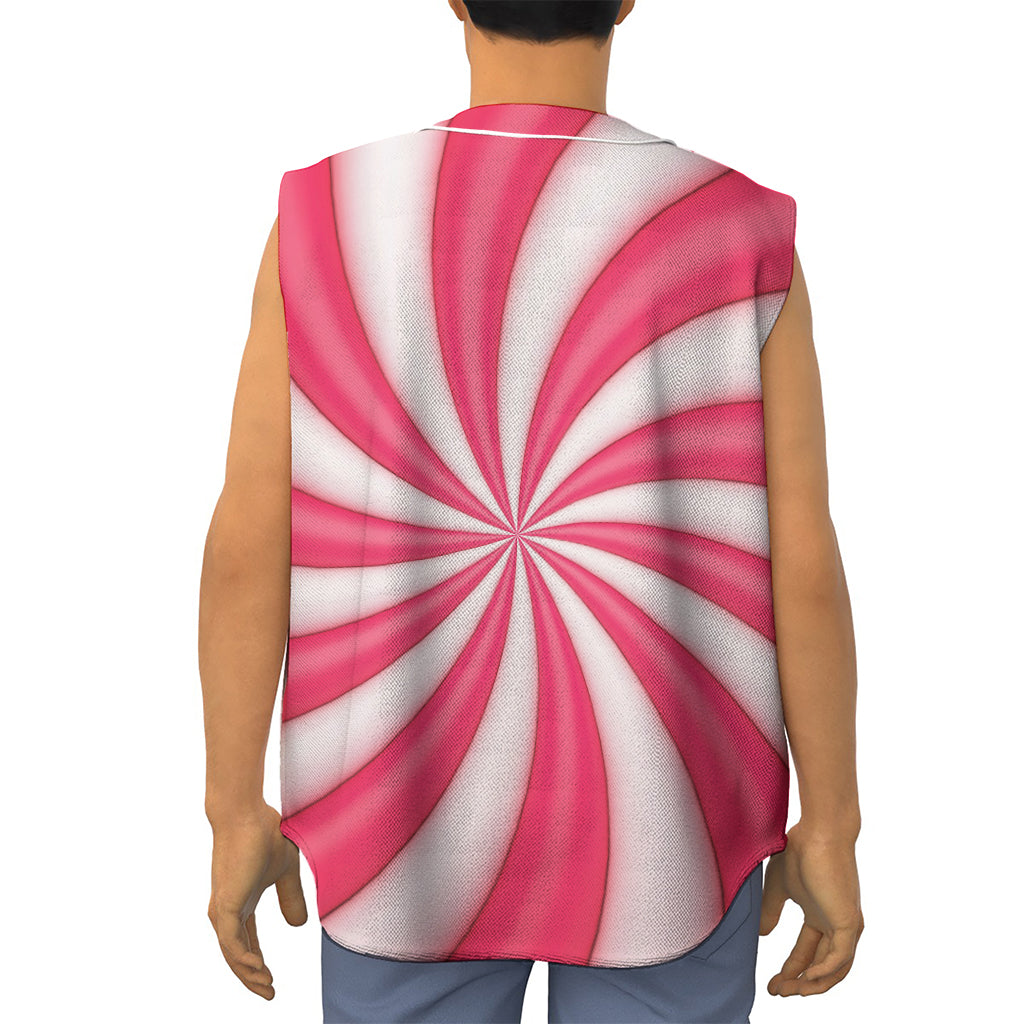 Pink Swirl Candy Print Sleeveless Baseball Jersey