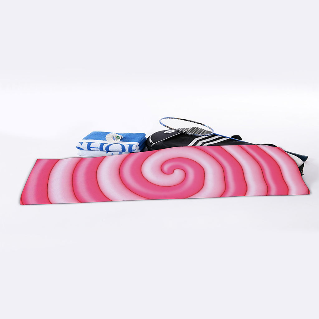 Pink Swirl Lollipop Print Sports Towel