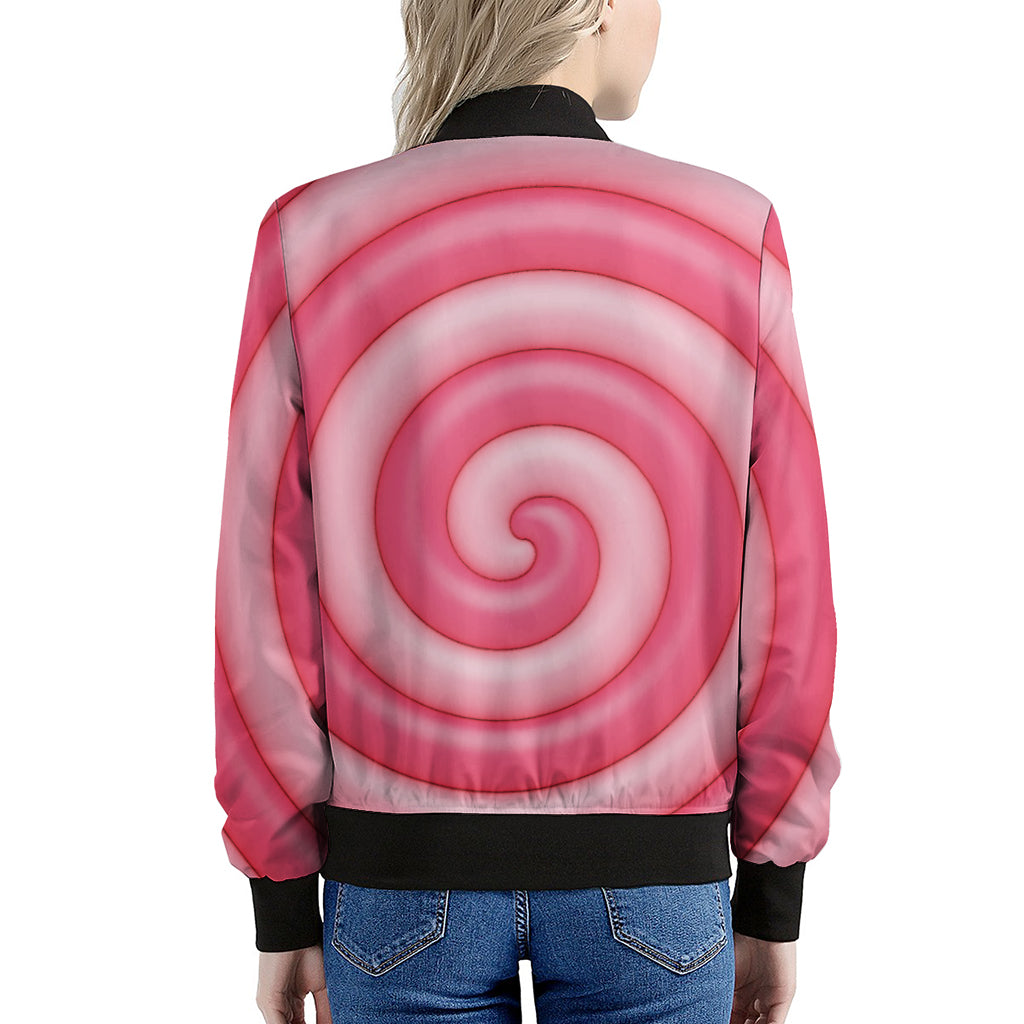 Pink Swirl Lollipop Print Women's Bomber Jacket