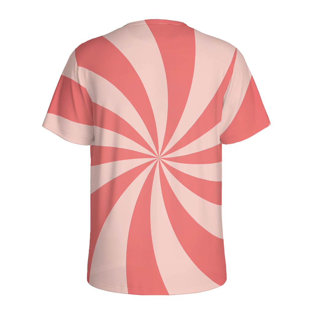 Pink Swirl Print Men's Sports T-Shirt