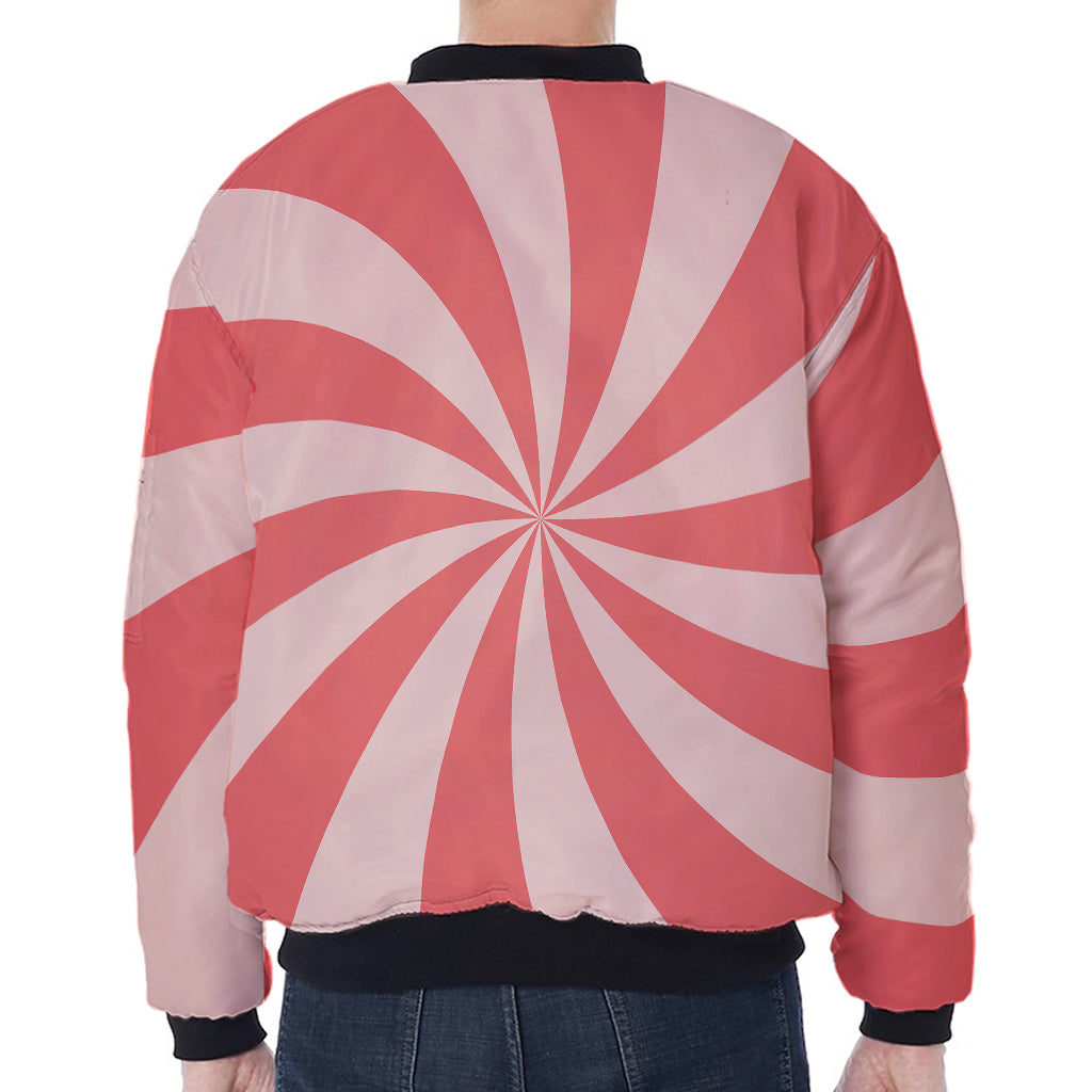 Pink Swirl Print Zip Sleeve Bomber Jacket