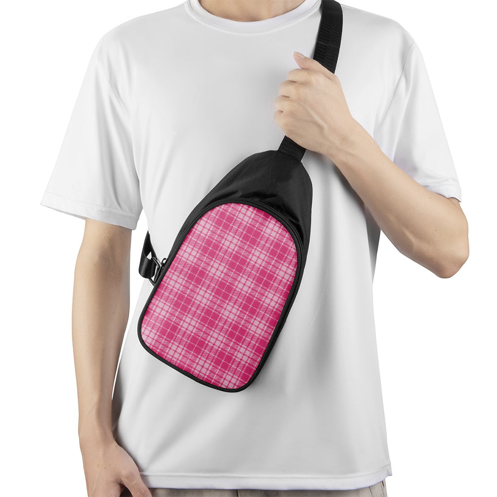 Pink Tartan Pattern Print Chest Bag