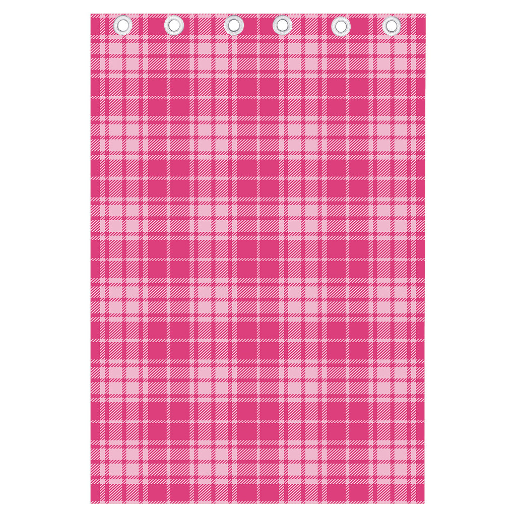 Pink Tartan Pattern Print Curtain