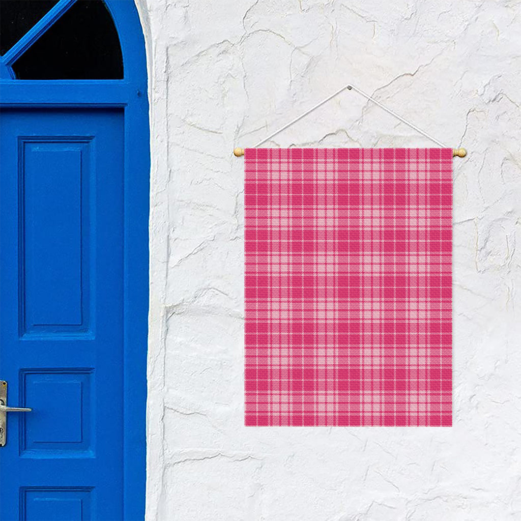 Pink Tartan Pattern Print Garden Flag
