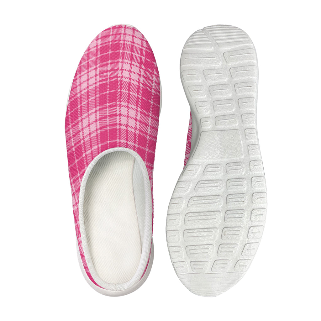 Pink Tartan Pattern Print Mesh Casual Shoes