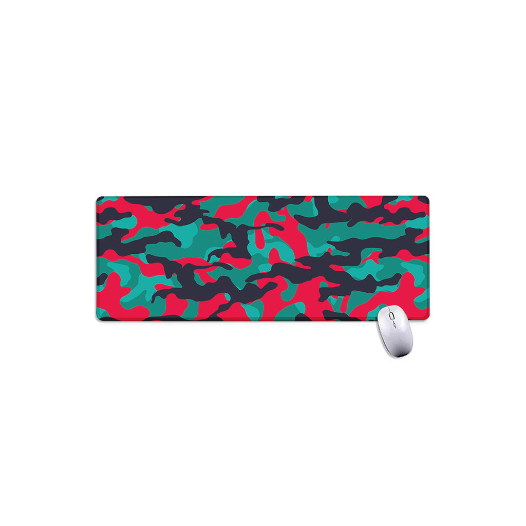 Pink Teal And Black Camouflage Print Extended Mouse Pad