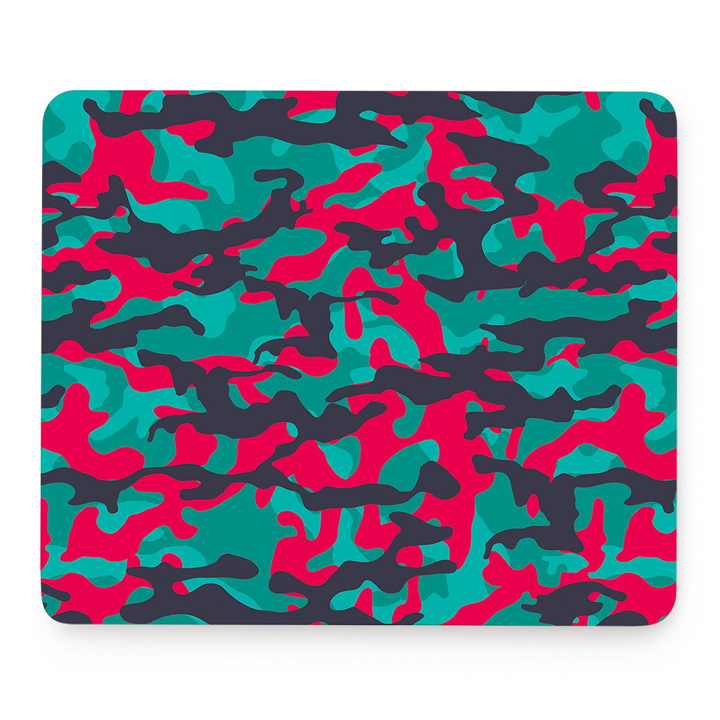 Pink Teal And Black Camouflage Print Mouse Pad