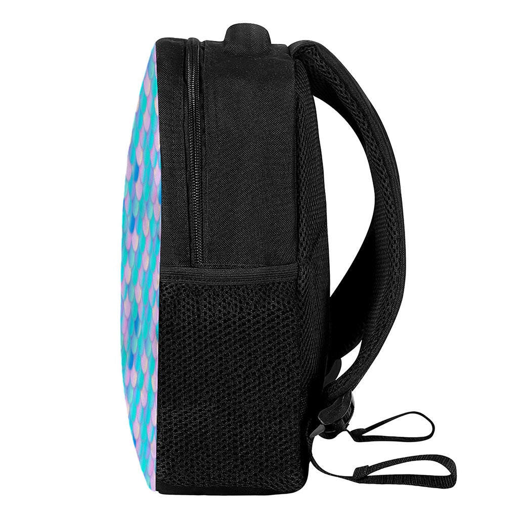 Pink Teal Mermaid Scales Pattern Print Casual Backpack