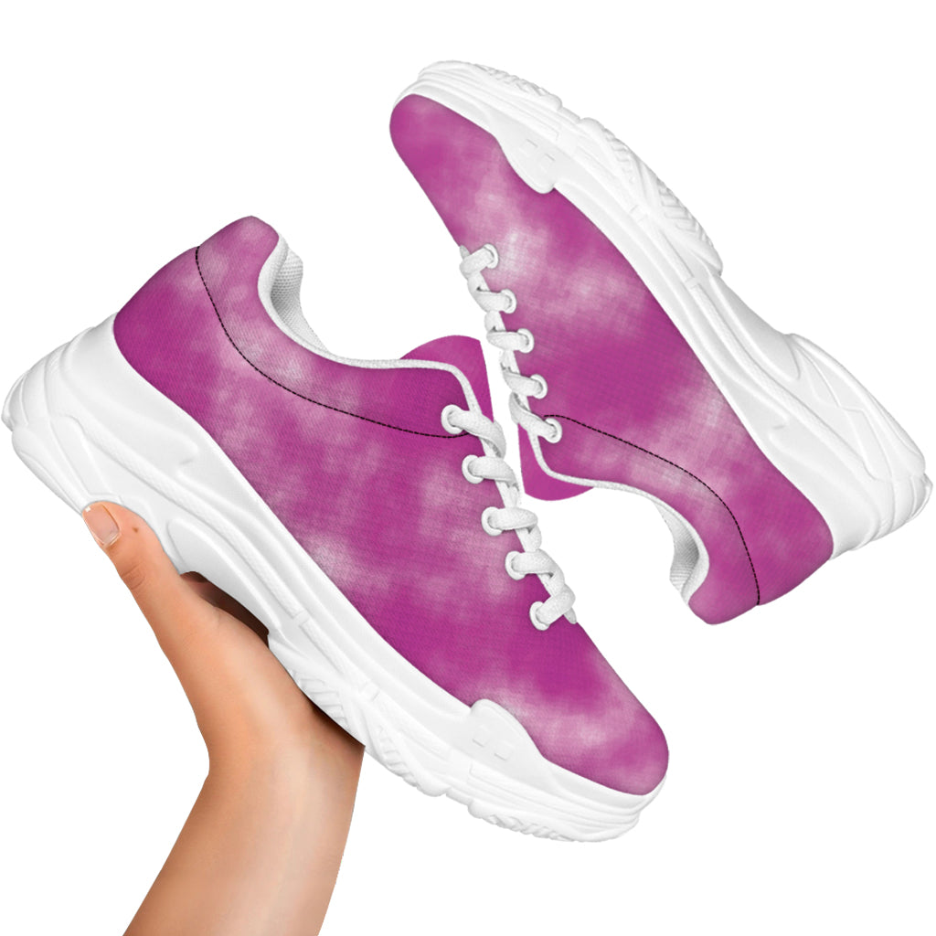 Pink Tie Dye Print White Chunky Shoes