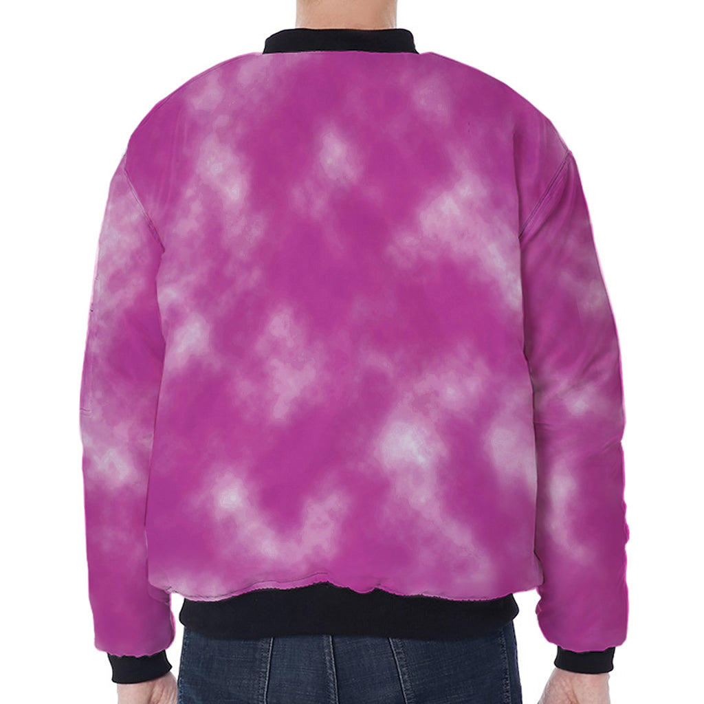 Pink Tie Dye Print Zip Sleeve Bomber Jacket
