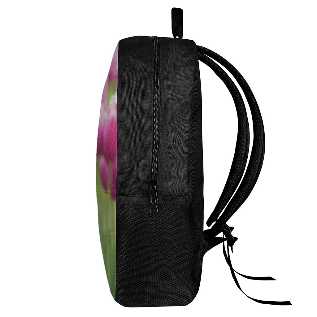 Pink Tulip Print 17 Inch Backpack