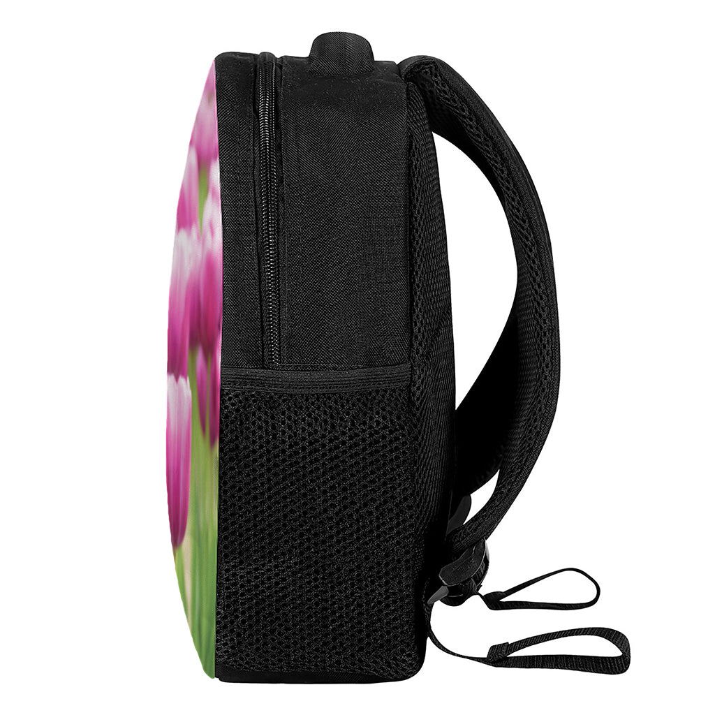 Pink Tulip Print Casual Backpack