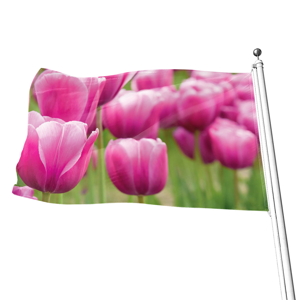 Pink Tulip Print Flag