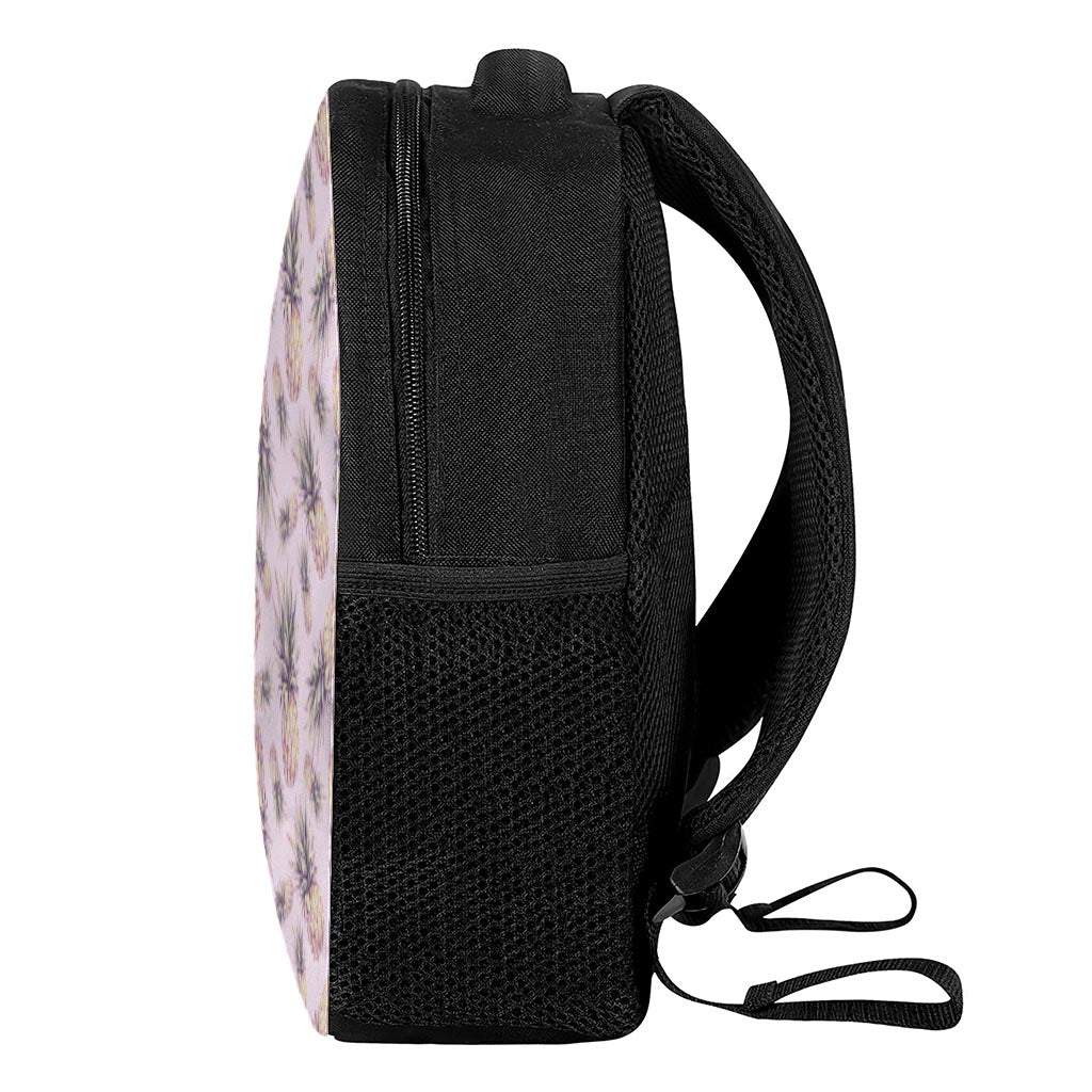 Pink Vintage Pineapple Pattern Print Casual Backpack