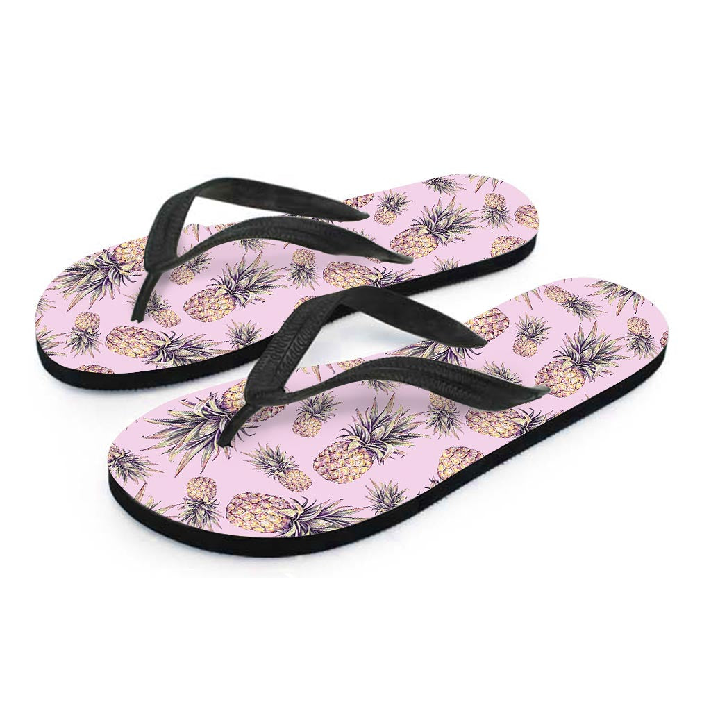 Pink Vintage Pineapple Pattern Print Flip Flops