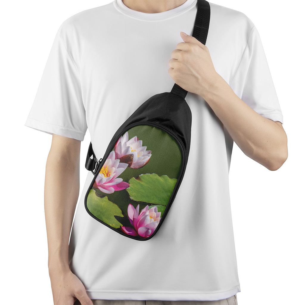 Pink Water Lilies Print Chest Bag