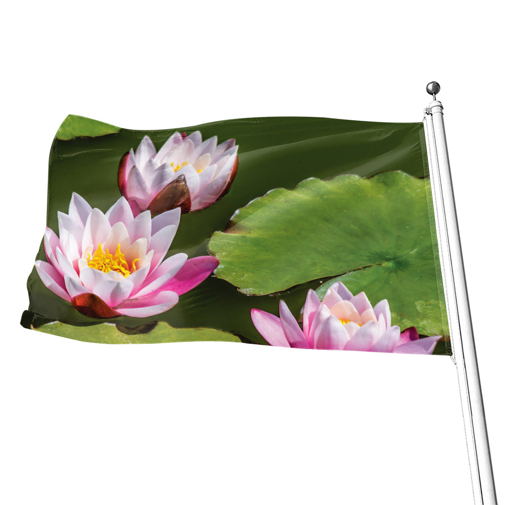 Pink Water Lilies Print Flag