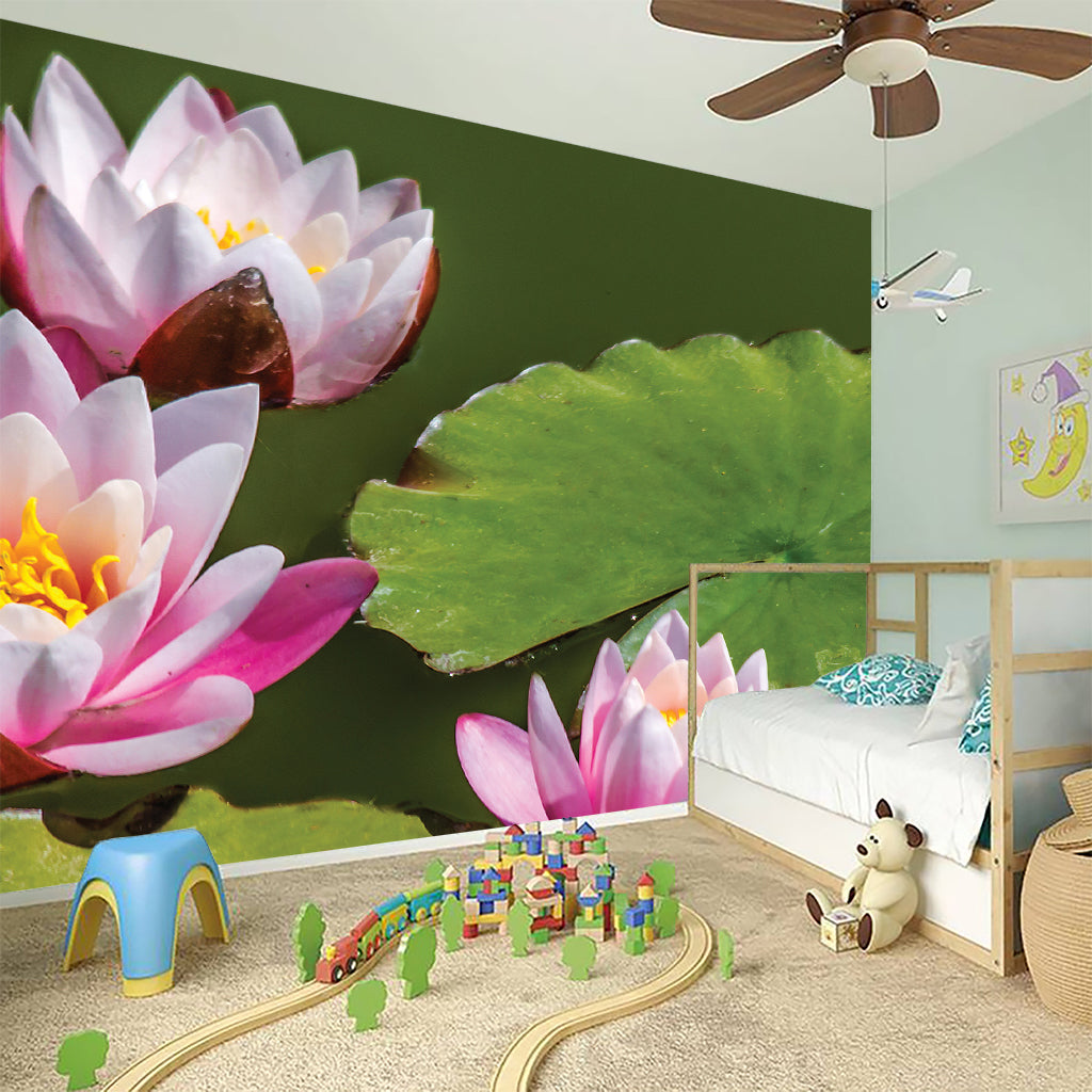 Pink Water Lilies Print Wall Sticker