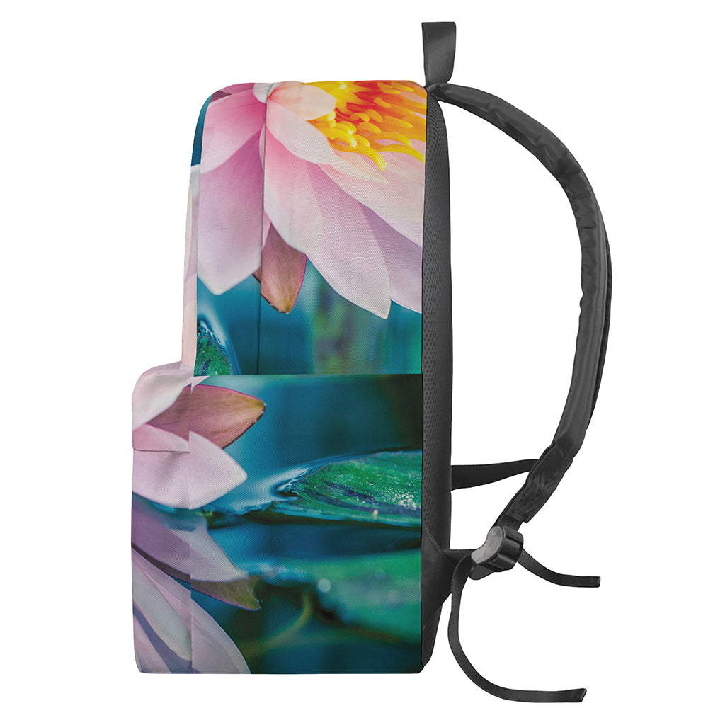 Pink Water Lily Print Backpack