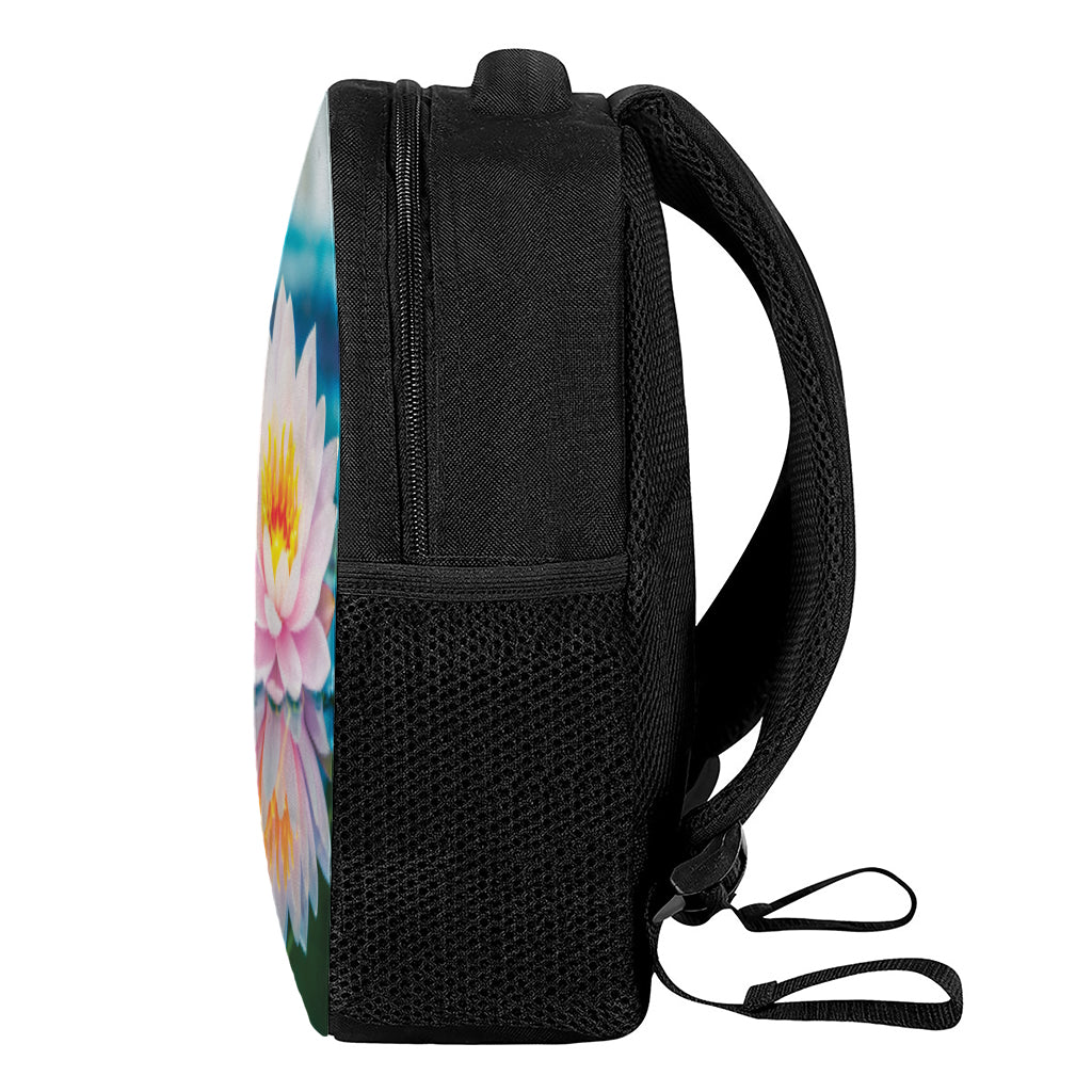 Pink Water Lily Print Casual Backpack