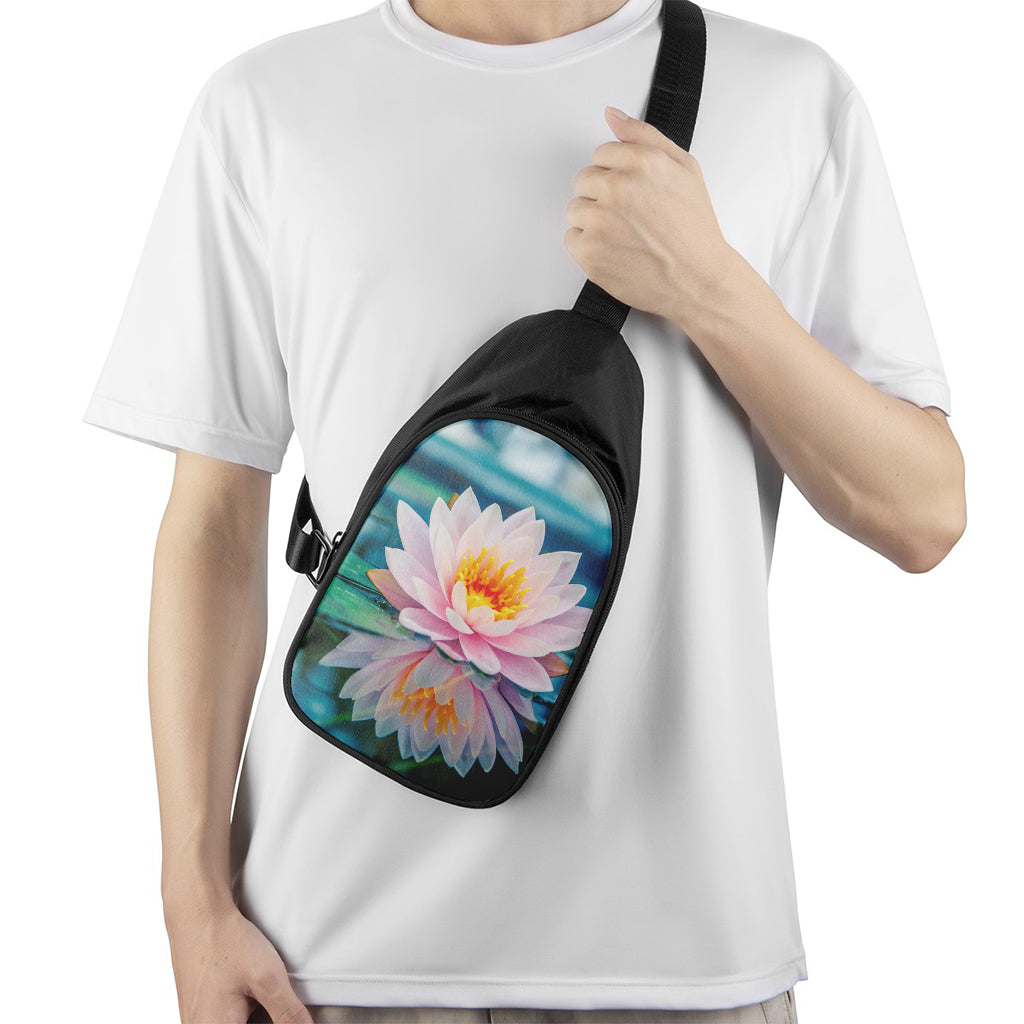 Pink Water Lily Print Chest Bag