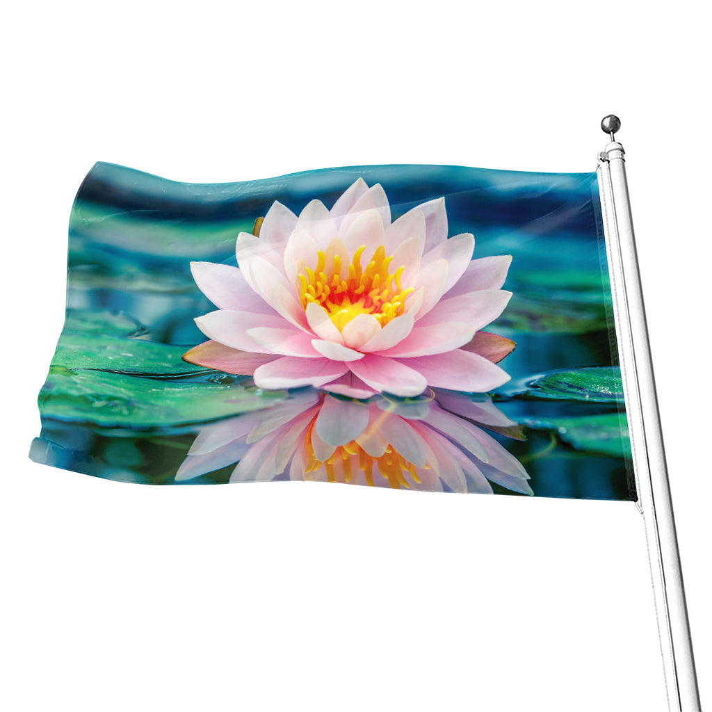 Pink Water Lily Print Flag